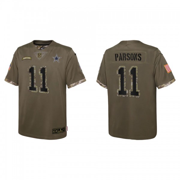 Micah Parsons Youth Dallas Cowboys Olive 2022 Salute To Service Limited Jersey