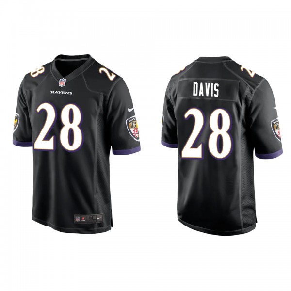 Men's Baltimore Ravens Mike Davis Black Game Jerse...