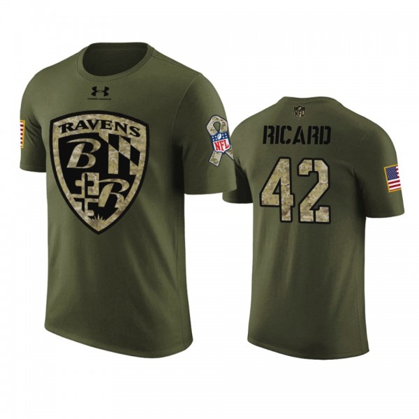 Ravens #42 Patrick Ricard Military Digital Camo 2018 Salute to Service Veteran's Day T-Shirt - Men
