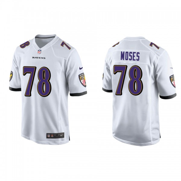 Men's Baltimore Ravens Morgan Moses White Game Jer...