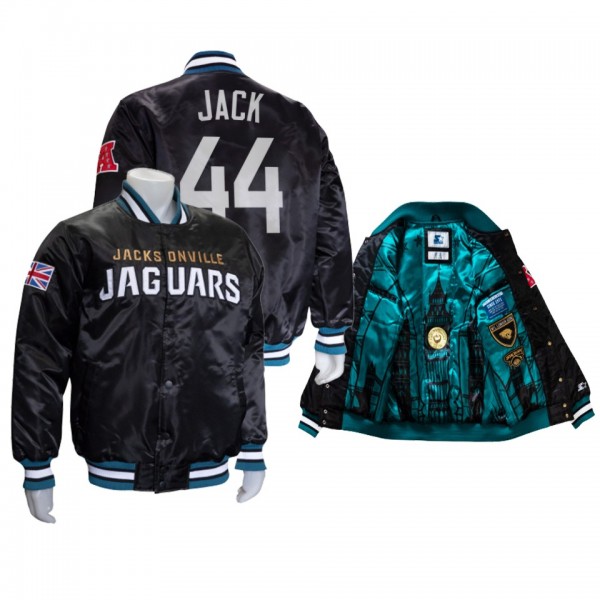 Jacksonville Jaguars Myles Jack Black 2021 NFL London Game Satin Full-Snap Jacket