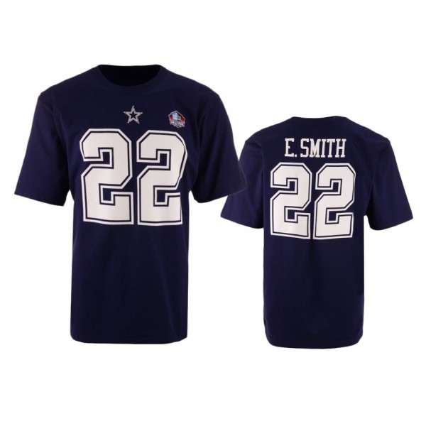Dallas Cowboys #22 Emmitt Smith Navy Hall of Fame T-Shirt - Men's