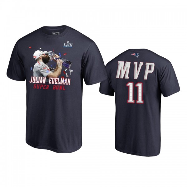 Patriots #11 Julian Edelman Navy Super Bowl LIII C...
