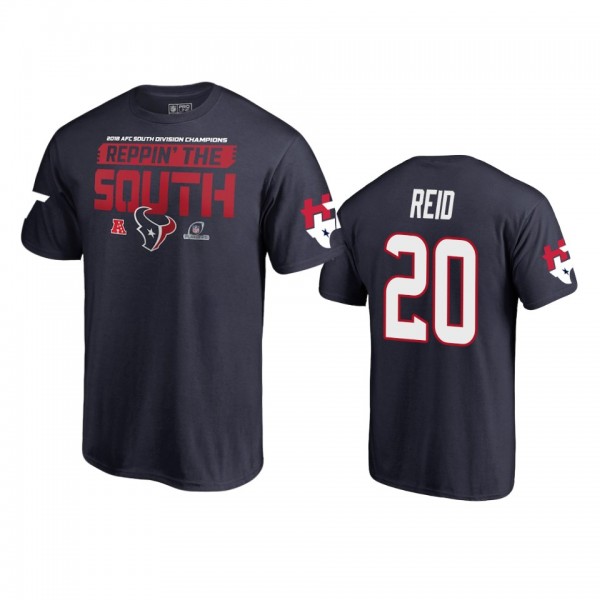 Houston Texans #20 Justin Reid Navy 2018 Division Champs T-Shirt - Men
