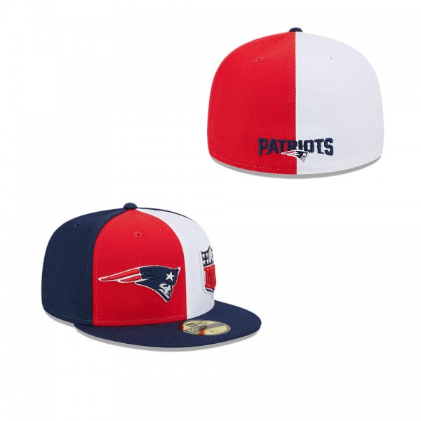 Men's New England Patriots Red Navy 2023 Sideline 59FIFTY Fitted Hat