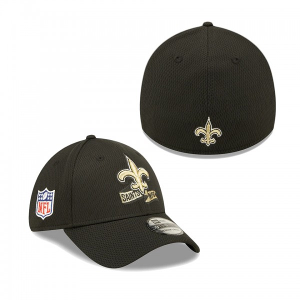 Men's New Orleans Saints Black 2022 Sideline 39THIRTY Coaches Flex Hat