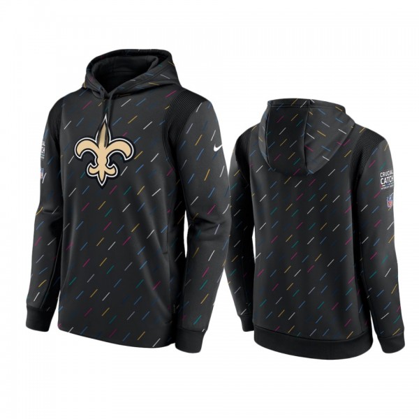 Men's New Orleans Saints Charcoal Therma Pullover 2021 NFL Crucial Catch Hoodie