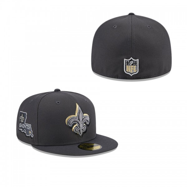 Men's New Orleans Saints Graphite Official 2024 NFL Draft On Stage 59FIFTY Fitted Hat