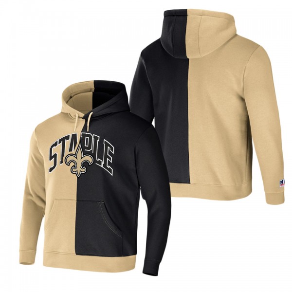 Men's New Orleans Saints NFL x Staple Gold Split Logo Pullover Hoodie