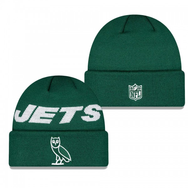 Men's New York Jets Green OVO x NFL Cuffed Knit Ha...