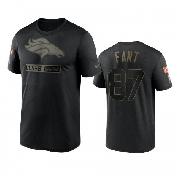 Denver Broncos Noah Fant Black 2020 Salute To Service Team Logo Performance T-shirt