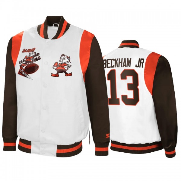 Cleveland Browns Odell Beckham Jr White Brown Retro The All-American Full-Snap Jacket