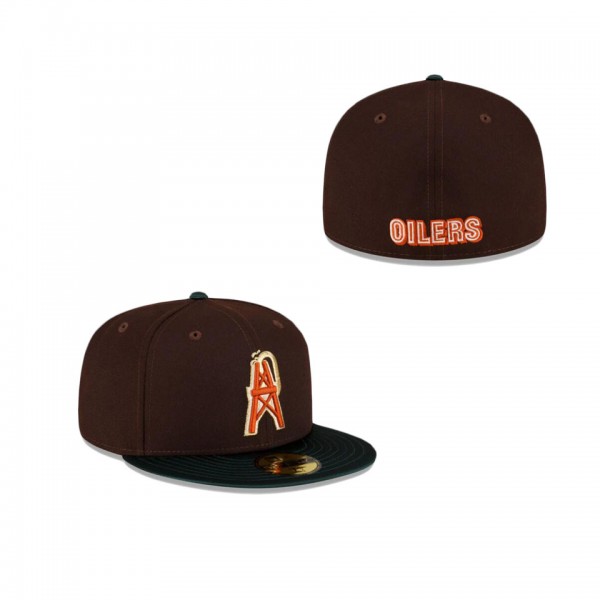Oilers Just Caps Green Satin 59FIFTY Fitted Hat