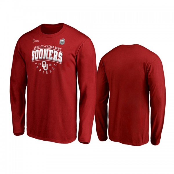 Oklahoma Sooners Crimson 2019 Peach Bowl Bound Tackle Long Sleeve T-Shirt