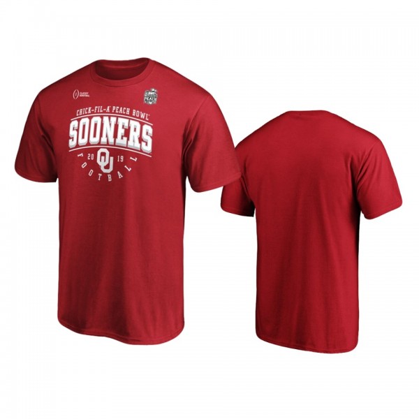 Oklahoma Sooners Crimson 2019 Peach Bowl Bound Tackle T-Shirt