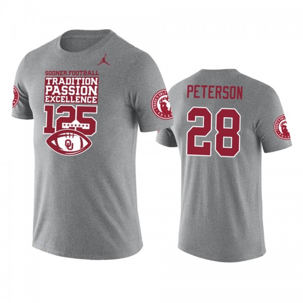 Oklahoma Sooners Adrian Peterson #28 Heather Gray 125th Football Season Tradition Dri-Fit T-Shirt
