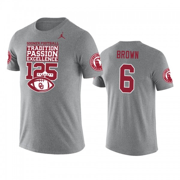 Oklahoma Sooners Tre Brown #6 Heather Gray 125th Football Season Tradition Dri-Fit T-Shirt