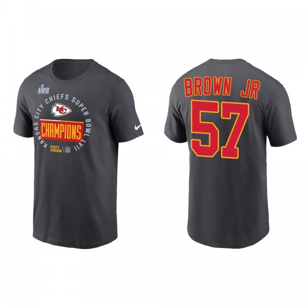 Orlando Brown Jr. Kansas City Chiefs Anthracite Super Bowl LVII Champions Locker Room Trophy Collection T-Shirt