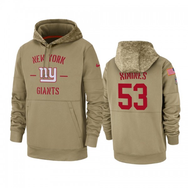 New York Giants Oshane Ximines Tan 2019 Salute to Service Sideline Therma Pullover Hoodie