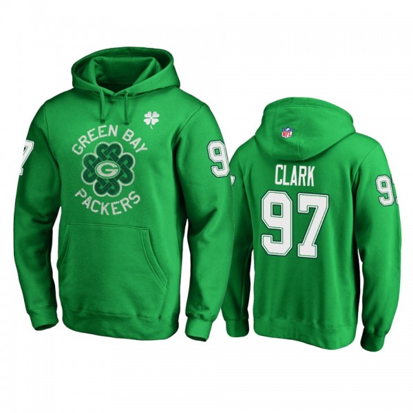 Green Bay Packers #97 Kenny Clark Kelly Green St. Patrick's Day Hoodie - Men