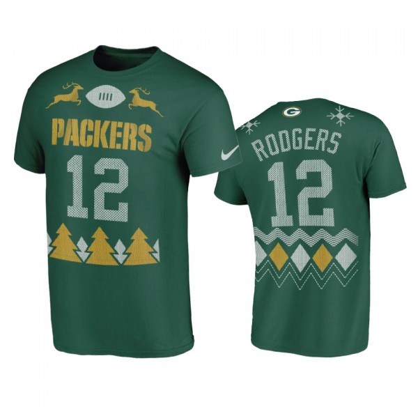 Green Bay Packers Aaron Rodgers Green 2020 Christmas Ugly Holiday T-Shirt