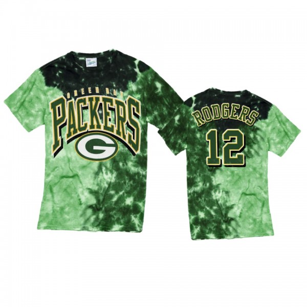 Green Bay Packers Aaron Rodgers Green Tri Dye Vint...