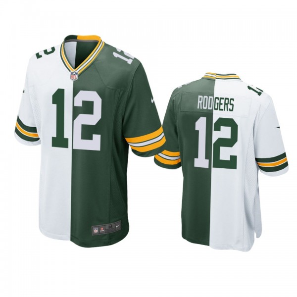 Green Bay Packers Aaron Rodgers Green White Split ...