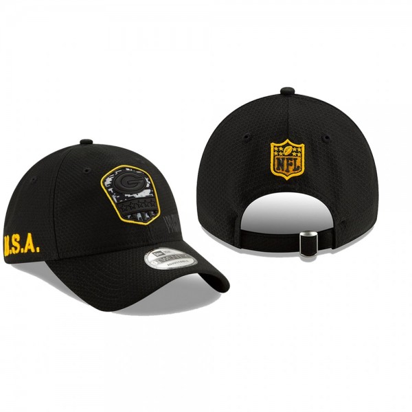 Green Bay Packers Black 2019 Salute to Service 9TWENTY Adjustable Hat