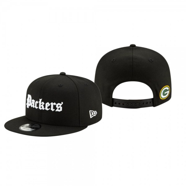 Green Bay Packers Black Gothic Script 9FIFTY Adjus...