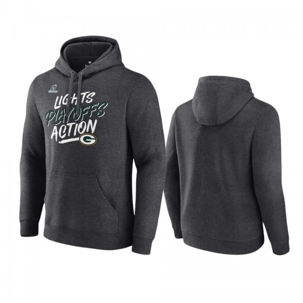 Green Bay Packers Charcoal 2021 NFL Playoffs Lights Action Hoodie