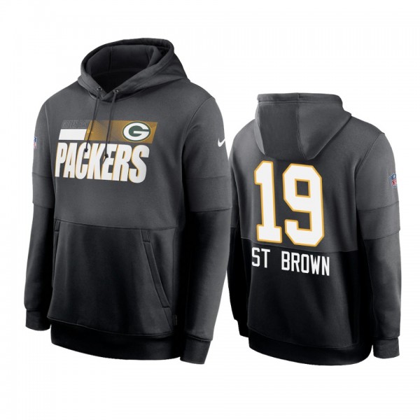 Green Bay Packers Equanimeous St. Brown Charcoal Black Sideline Impact Lockup Performance Hoodie