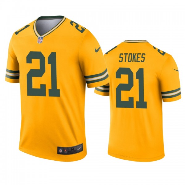 Green Bay Packers Eric Stokes Gold Inverted Legend...