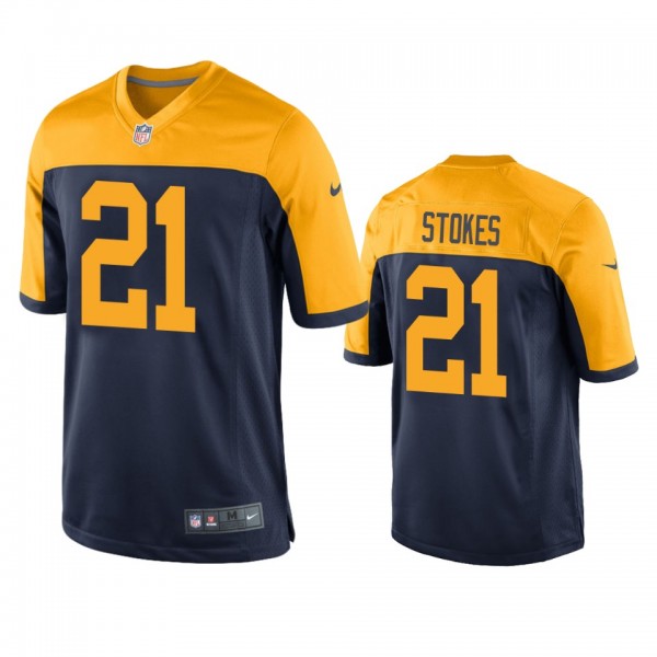 Green Bay Packers Eric Stokes Navy Throwback Game ...