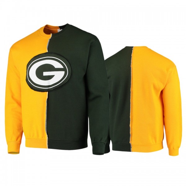 Men's Green Bay Packers Gold Green Split Center Pullover Sweatshirt