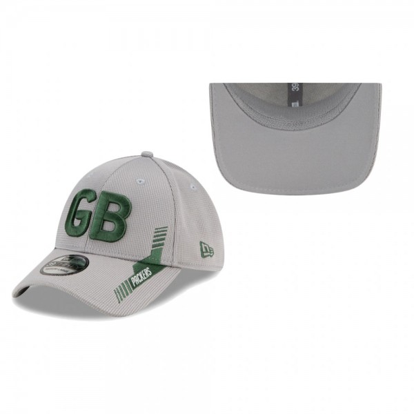 Green Bay Packers Gray 2021 NFL Sideline Home Alt 39THIRTY Flex Hat
