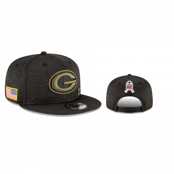 Green Bay Packers Heather Black 2020 Salute to Service 9FIFTY Snapback Adjustable Hat