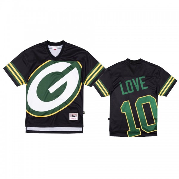 Green Bay Packers Jordan Love Mitchell & Ness Black Big Face Jersey - Men's