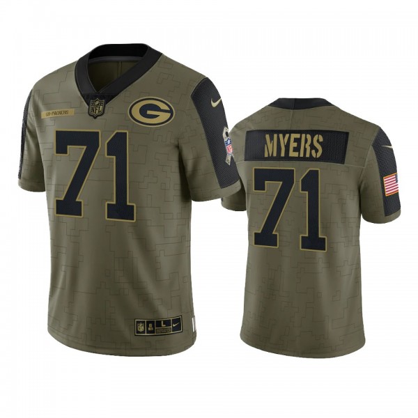 Green Bay Packers Josh Myers Olive 2021 Salute To Service Limited Jersey