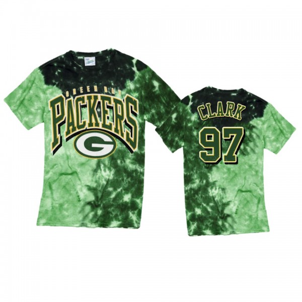 Green Bay Packers Kenny Clark Green Tri Dye Vintage Tubular T-shirt