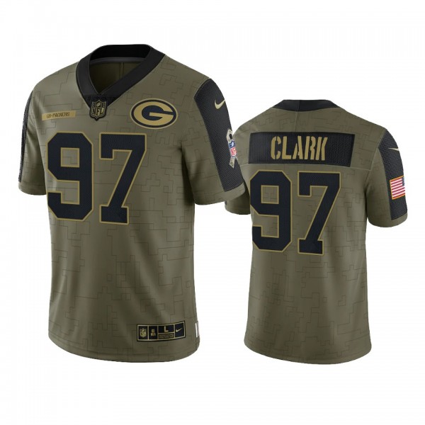 Green Bay Packers Kenny Clark Olive 2021 Salute To...