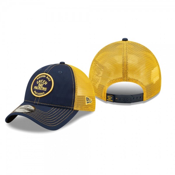 Green Bay Packers Navy Gold Circle 9TWENTY Trucker Snapback Hat