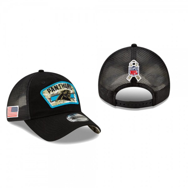 Carolina Panthers Black 2021 Salute To Service Trucker 9TWENTY Hat
