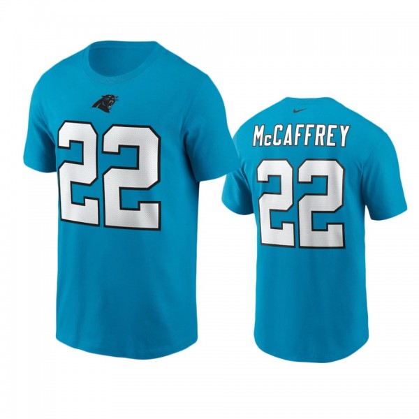 Men's Carolina Panthers Christian McCaffrey Blue Name & Number T-Shirt