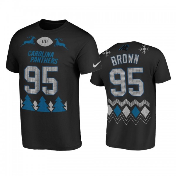 Carolina Panthers Derrick Brown Black 2020 Christmas Ugly Holiday T-Shirt