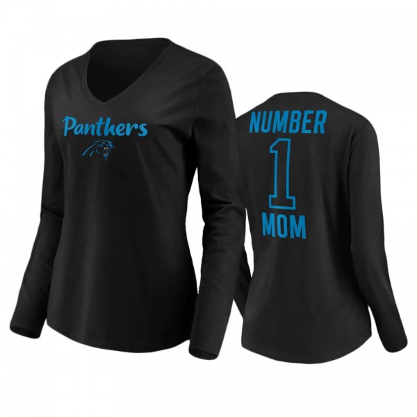 Women's Carolina Panthers Black Mother's Day #1 Mom Long Sleeve T-Shirt