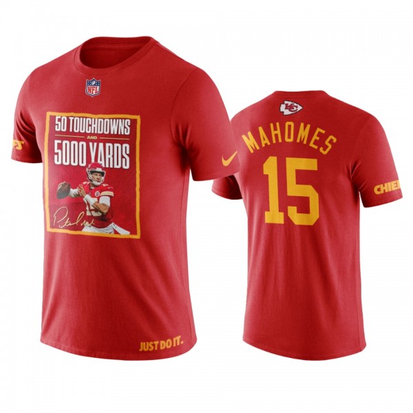 Kansas City Chiefs Patrick Mahomes Red 50 TDs and 5000 Yards T-Shirt