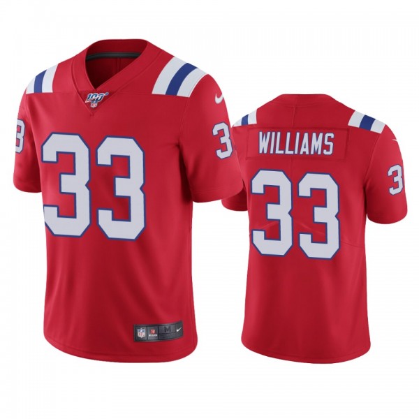 New England Patriots Joejuan Williams Red 100th Season Vapor Limited Jersey