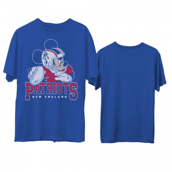 Men's Patriots Junk Food Disney Mickey QB Royal T-Shirt
