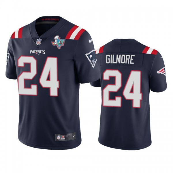 New England Patriots Stephon Gilmore Navy Super Bowl LI Patch Jersey - Men's