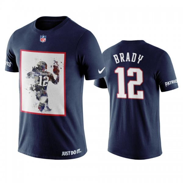 New England Patriots Tom Brady Navy Art Designer T...